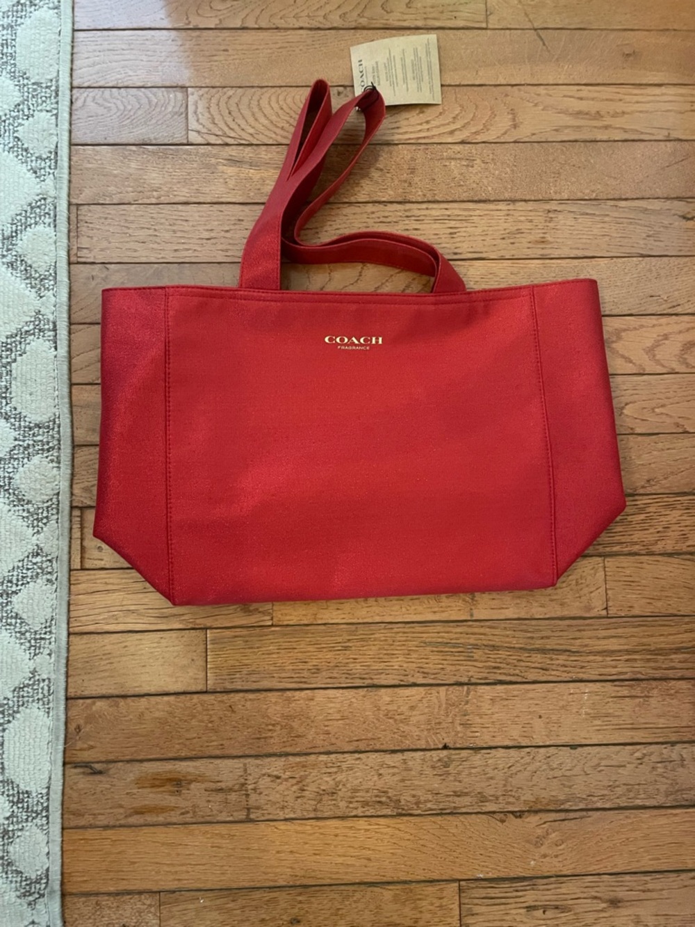Coach Red Canvas Tote with Gold Logo